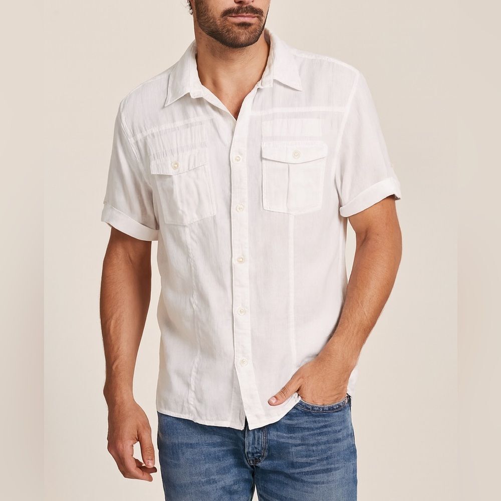 JACHS Just A Cheap Shirt Men’s White 100% Linen Button Down XL